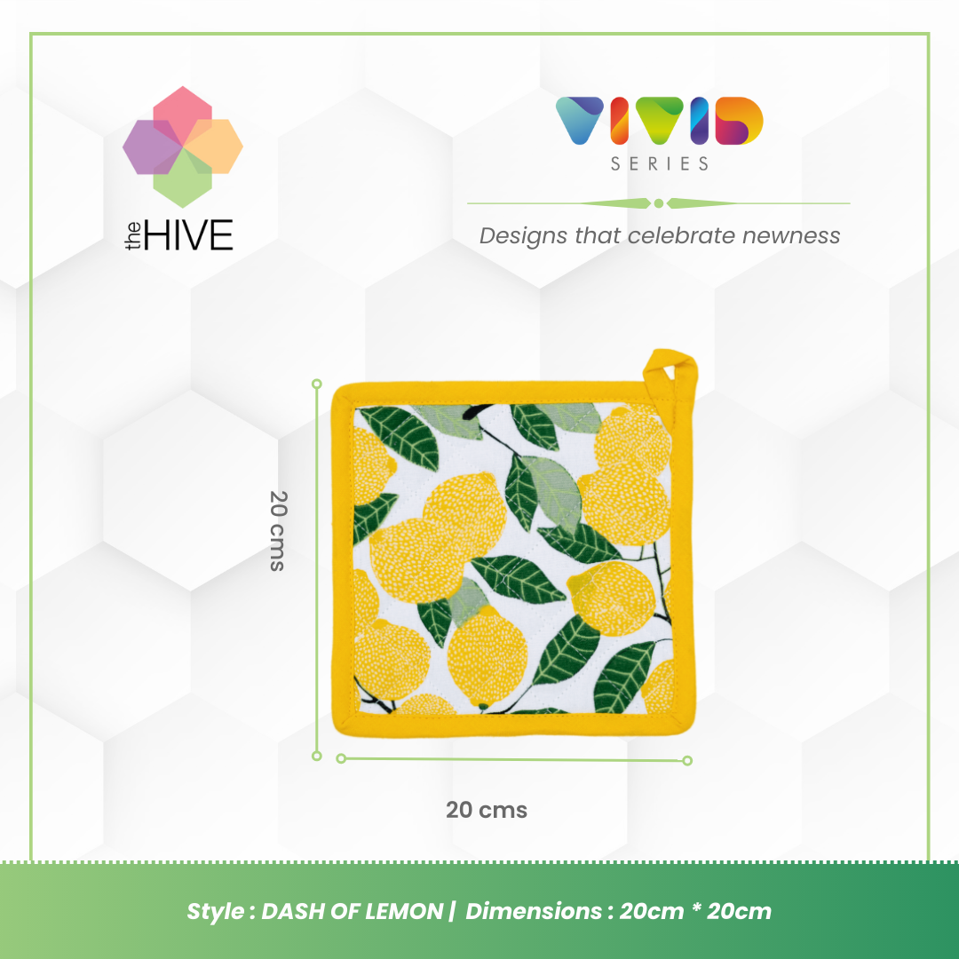 The Hive Home-- Dash of Lemon Pot Holders Dimensions